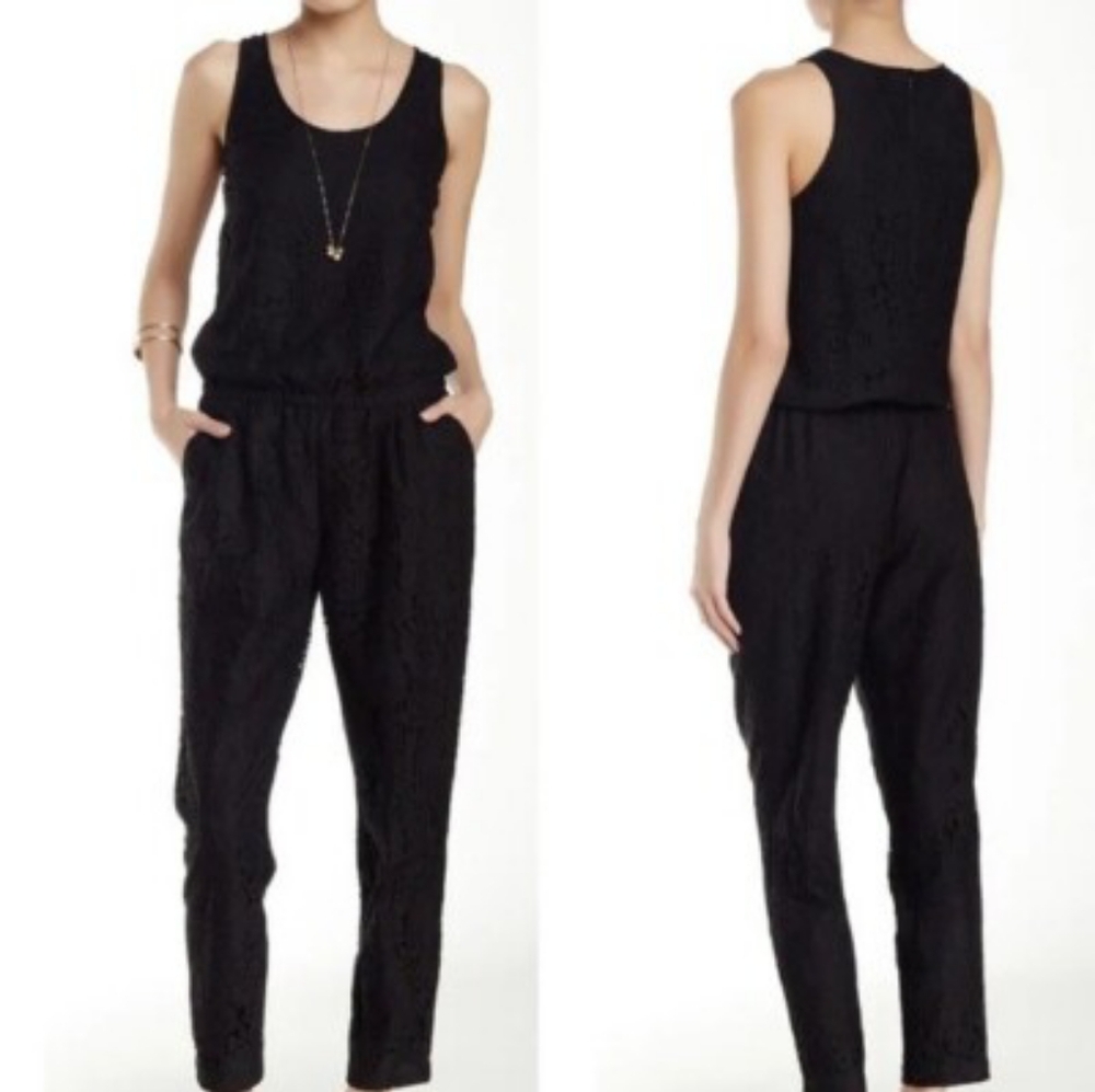 Joie Black Jersey Jumpsuit Straight Leg and Relaxed Fit - xl